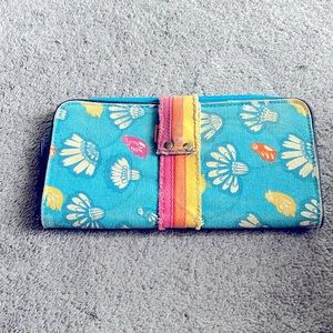 Parcel wallet Large, birds, and flowers.